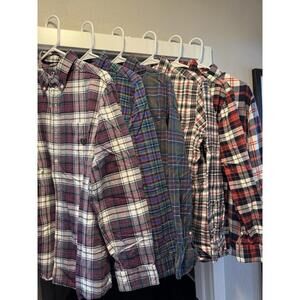 Lot Of 6 Chaps Men’s Medium Button Down Shirts  Plaid Fall Winter
